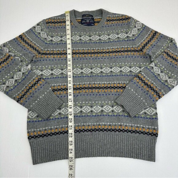 American Eagle Men’s Gray Fair Isle Crew Neck Coastal Grandpa Knit Sweater M/C40 - Picture 8 of 10